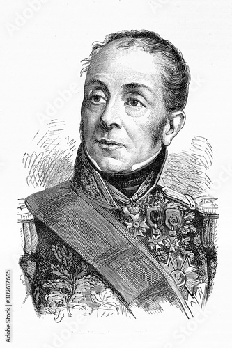 Emmanuel de Grouchy, marquis de Grouchy, French general and marshal. 1766-1847. Antique illustration. 1890.
