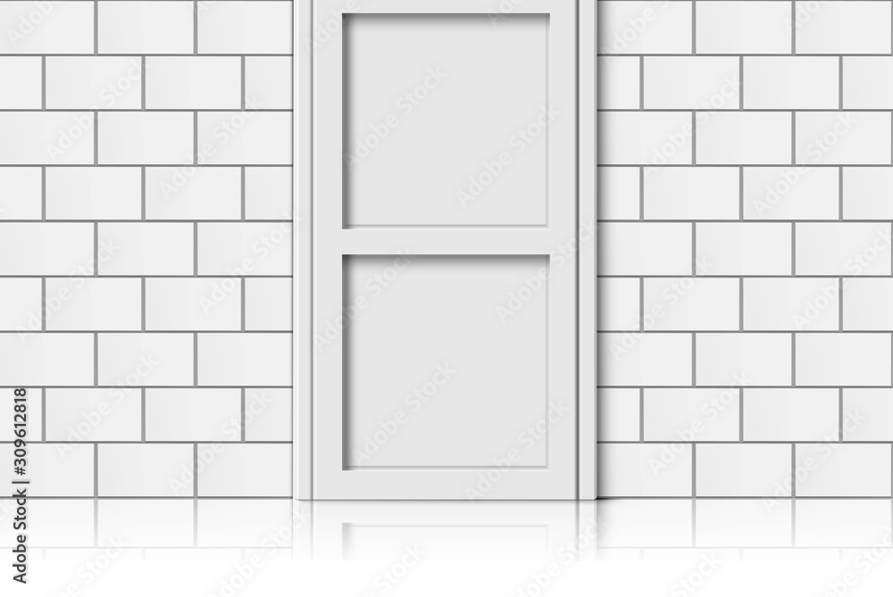 white door on the white block wall white door on the white block wall