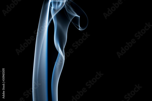 Water mist from vapor isolated over black background