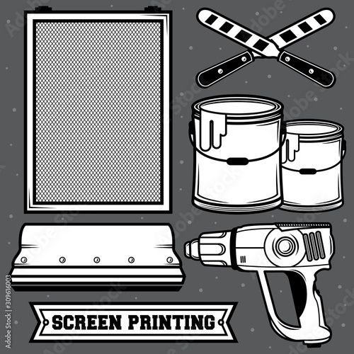 set screen printing icon vector