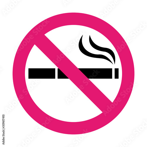 Stop smoking – quit smoking sign symbol. Cigarette pictogram. Pink vector icon.