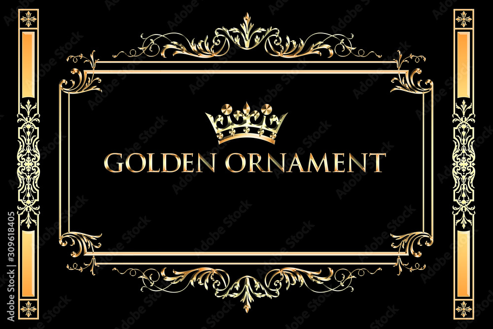 Golden ornament. Frame set. Golden ornament. Frame set.