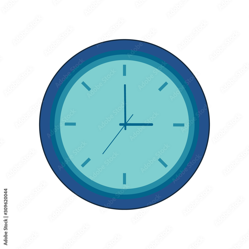 Blue clock vector icon isolated on white background. Blue clock vector icon isolated on white background.
