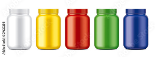 Set of plastic Jars. Colored Matt surface version.