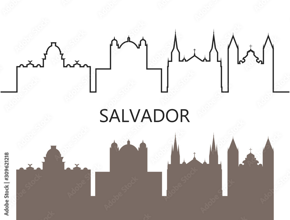 Salvador logo. Isolated Salvador   architecture on white background