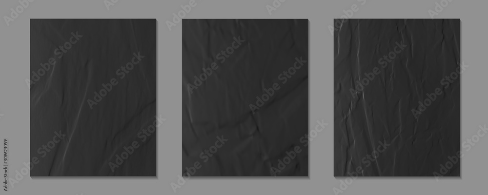 Set of black paper mockups - 3D illustration