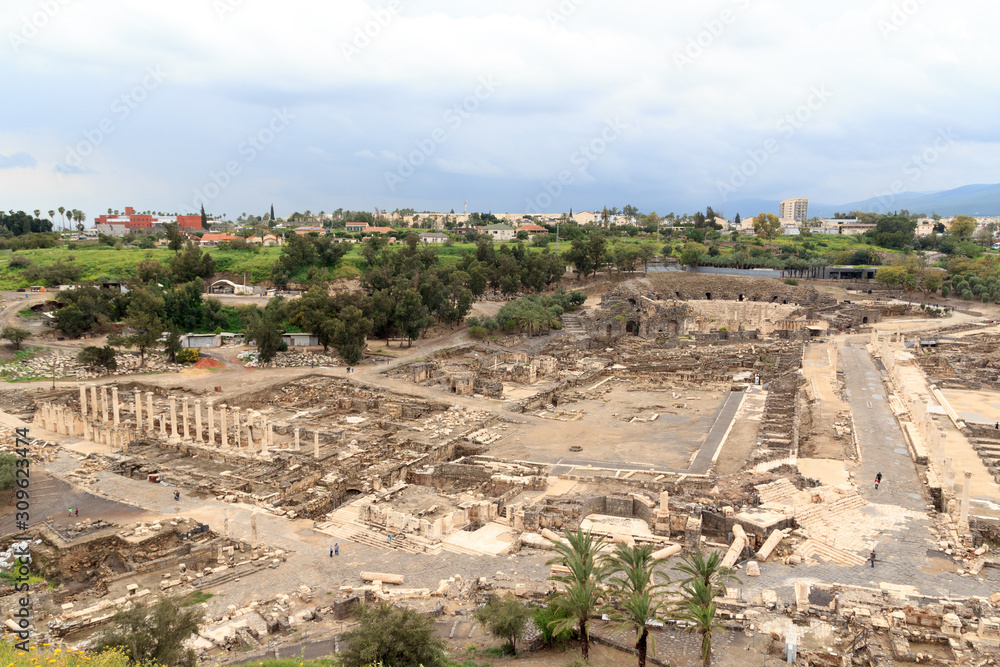 Ancient ruins of Beit Shean National Park panorama, Israel