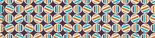 Mid Century Vector Modern Vintage Pattern Border Background. Polka Dot Masculine Graphic Banner Design . Seamless 1960s Style Retro Fabric Geometric. Hipster Beige Flat Color Ribbon Edge. EPS 10