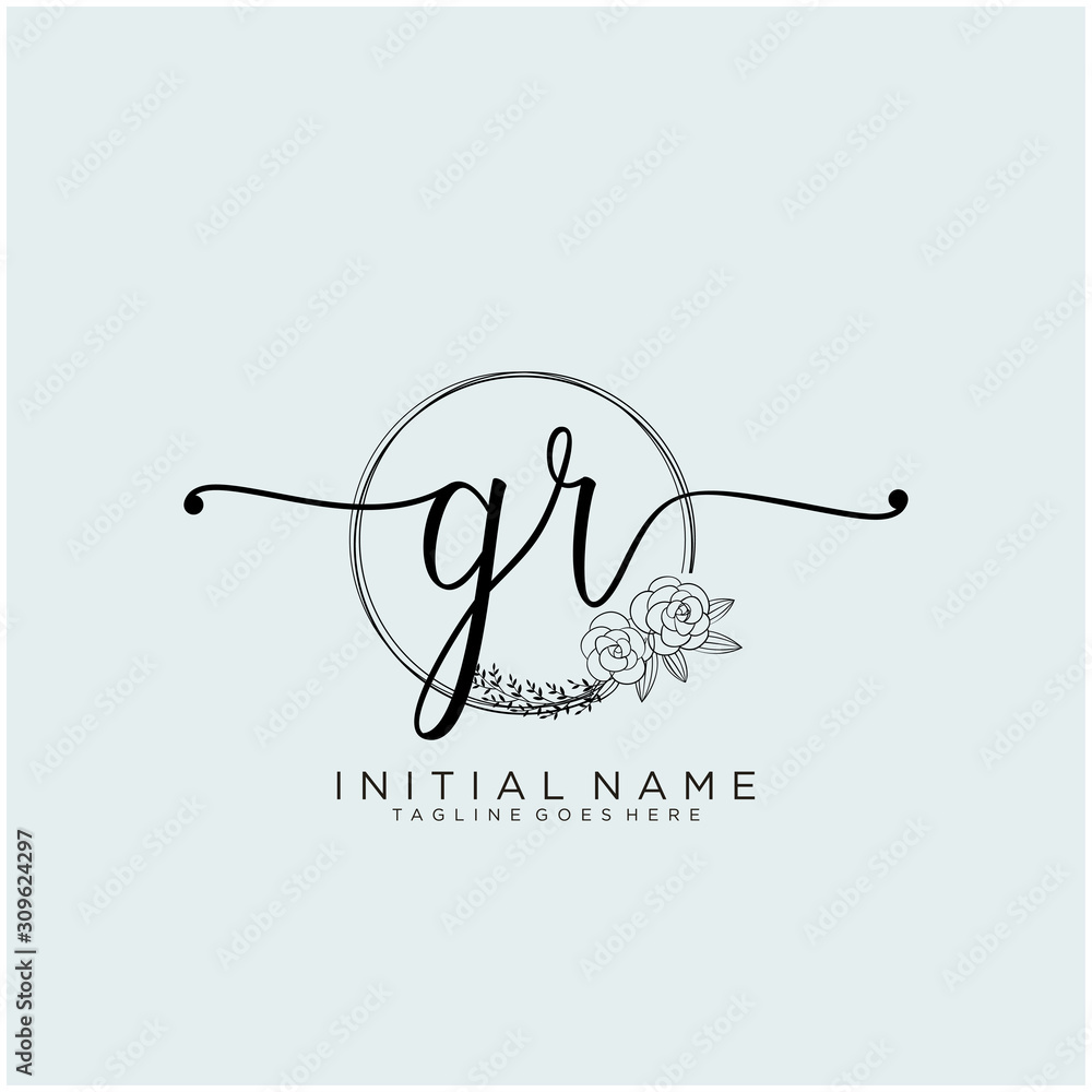 GR Letter Initial beauty monogram and elegant logo design, handwriting logo  of initial signature, wedding, fashion, floral and botanical with creative  template design. Stock Vector | Adobe Stock