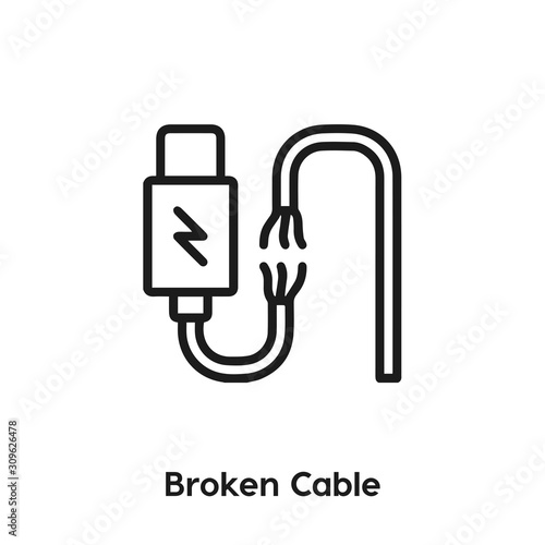 broken cable icon vector sign symbol