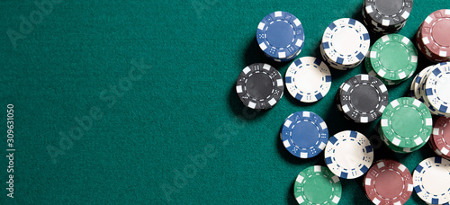 Photography Poker table in casino top view