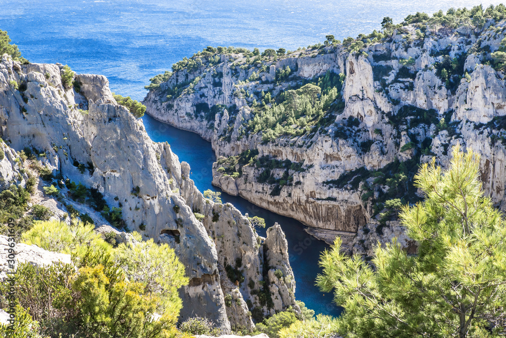 The views on top of the national Park of Calanques, Marseille, Cassis, France, Mediterranean sea