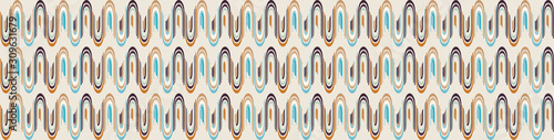 Mid Century Wavy Modern Vintage Vector Banner Pattern Background. Wave Stripe Masculine Graphic Design. Seamless Curved 1960s Style Retro Geometric Border. Hipster Flat Color Ribbon Trim Edge EPS 10