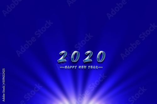 Happy new year 2020 in blue background