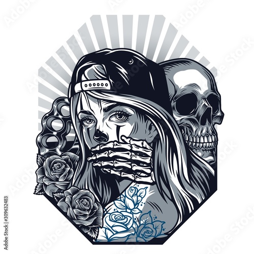 Vintage chicano tattoo style monochrome concept