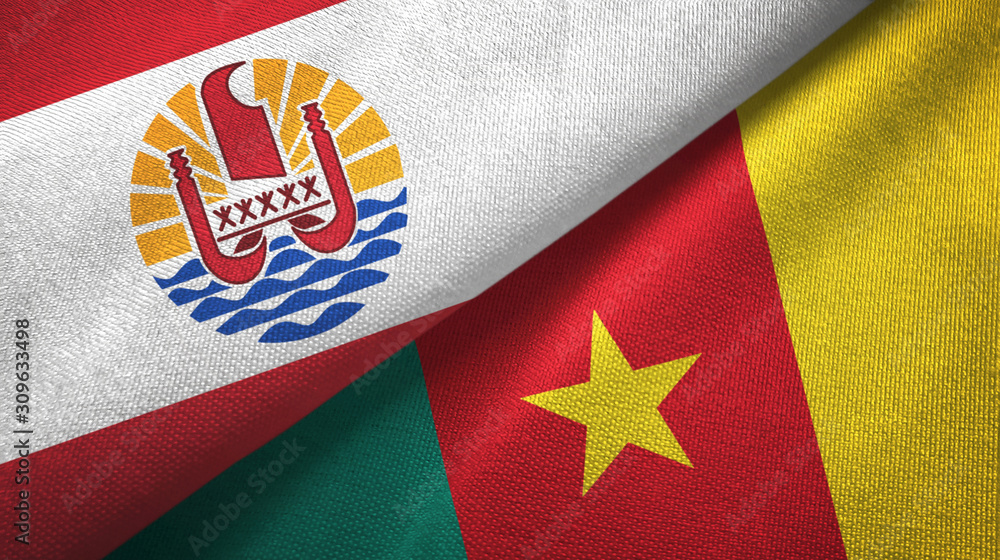 French Polynesia and Cameroon two flags textile cloth, fabric texture French Polynesia and Cameroon two flags textile cloth, fabric texture