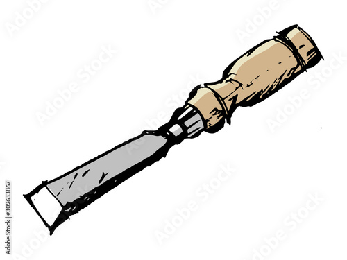 Vector hand drawn illustration of chisel