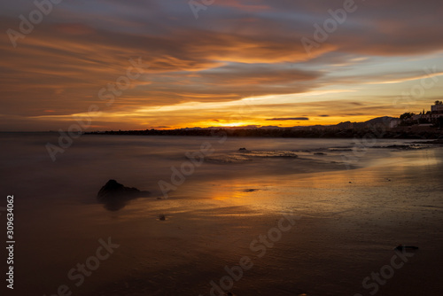 Nice sunset on a beach of la renega  Oropesa