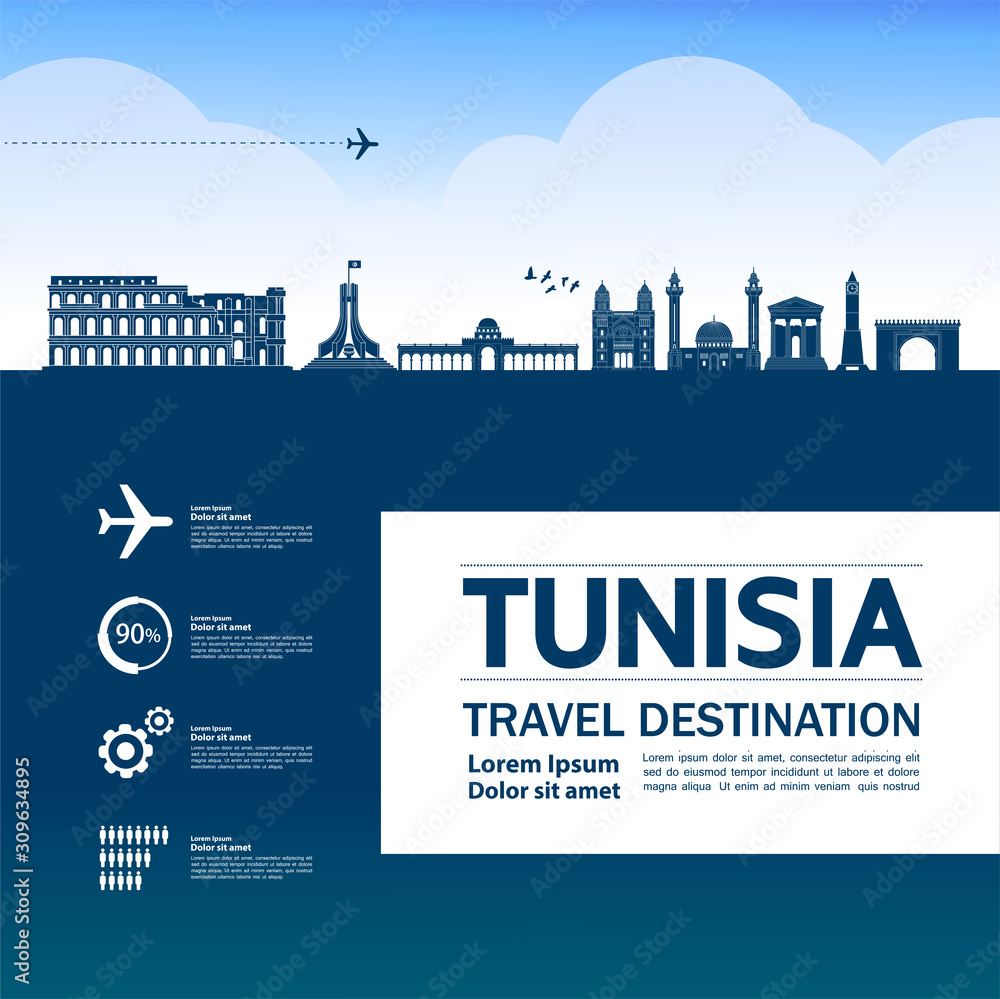 Tunisia travel destination grand vector illustration. 