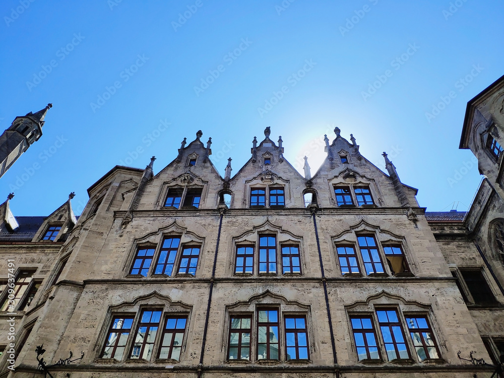 Fototapeta premium New Town Hall at Marienplatz Mary Square in Munich, Bavaria, Germany
