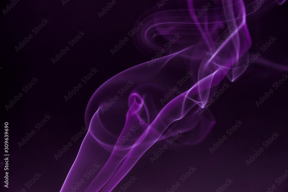 Colourful smoke fumes in different patterns on a black isolated background. Print for t-shirt.