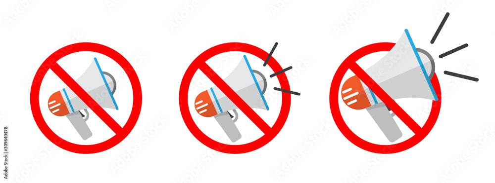 No megaphone icon. No noise concept No megaphone icon. No noise concept