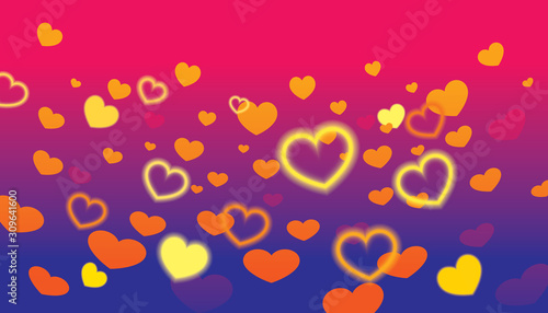Vector of Happy Valentine’s Day with blinking heart and colored background design.