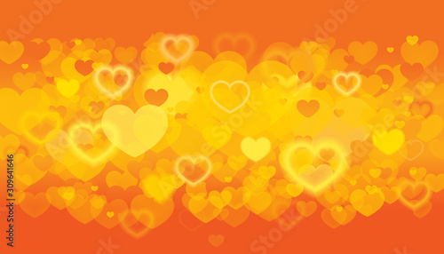 Vector of Happy Valentine’s Day with blinking heart and orange background design.