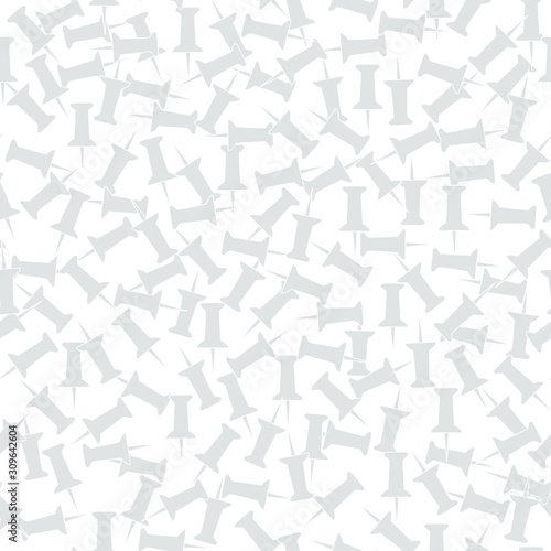 Vector Gray Tacks Scattered on White Background Seamless Repeat Pattern. Background for textiles, cards, manufacturing, wallpapers, print, gift wrap and scrapbooking. © Julia