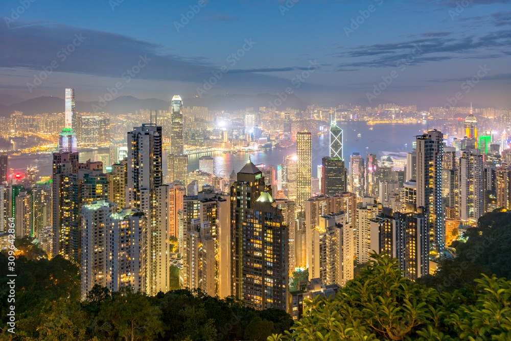 Hong Kong Skyline at night. China