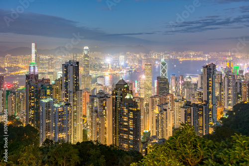 Hong Kong Skyline at night. China