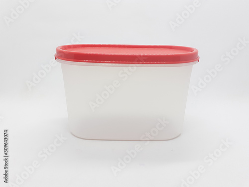 Colorful Artistic Modern Plastic Food Container for Kitchen Snack or Seasoning Storage Appliances in White Isolated Background