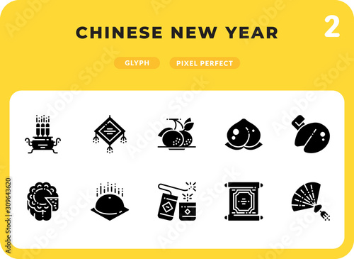 Chinese New Year Flat  Icons Pack for UI. Pixel perfect thin line vector icon set for web design and website application.