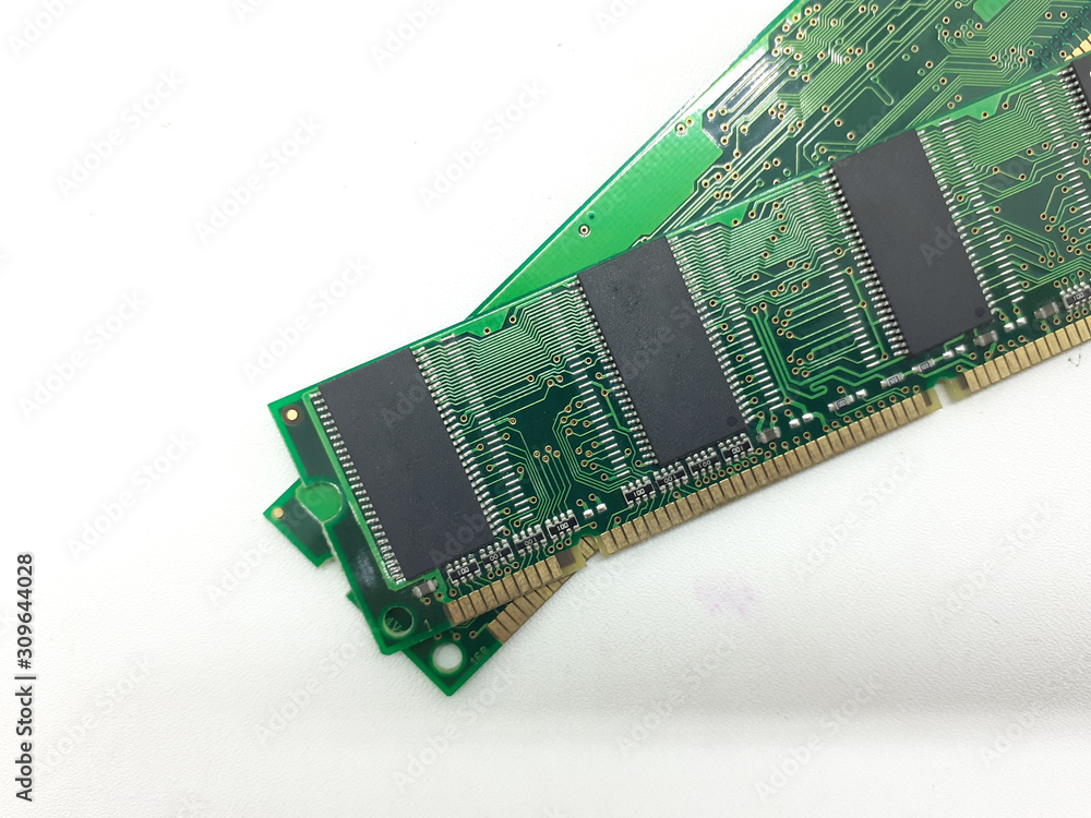 RAM Memory SD Technology Engineering Module for PC Desktop Laptop in White Isolated Background RAM Memory SD Technology Engineering Module for PC Desktop Laptop in White Isolated Background