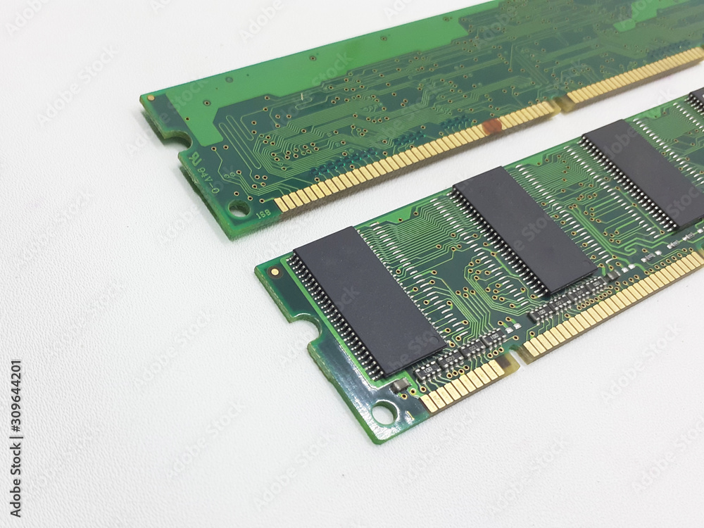 RAM Memory SD Technology Engineering Module for PC Desktop Laptop in White Isolated Background RAM Memory SD Technology Engineering Module for PC Desktop Laptop in White Isolated Background