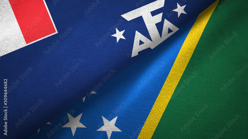 Fototapeta premium French Southern and Antarctic Lands and Solomon Islands two flags