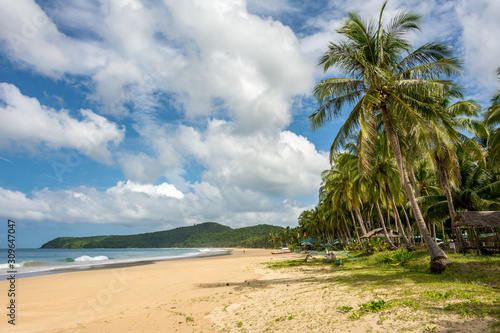 Tropical sandy beach in El Nido Philippines. Palawan Island in Southeast Asia