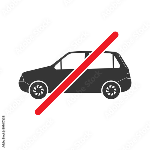 Forbidden car sign on white background.