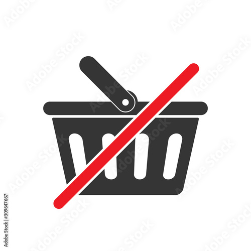 Not allowed buy sign. No shopping cart sign.
