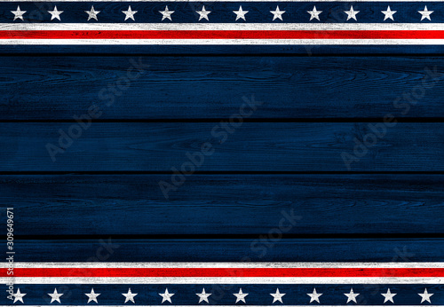 USA background. USA flag elements on wooden backdrop.