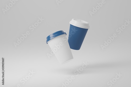 Paper coffee cup mock-up. Render realistic 3d illustration. Package mockup design for branding.