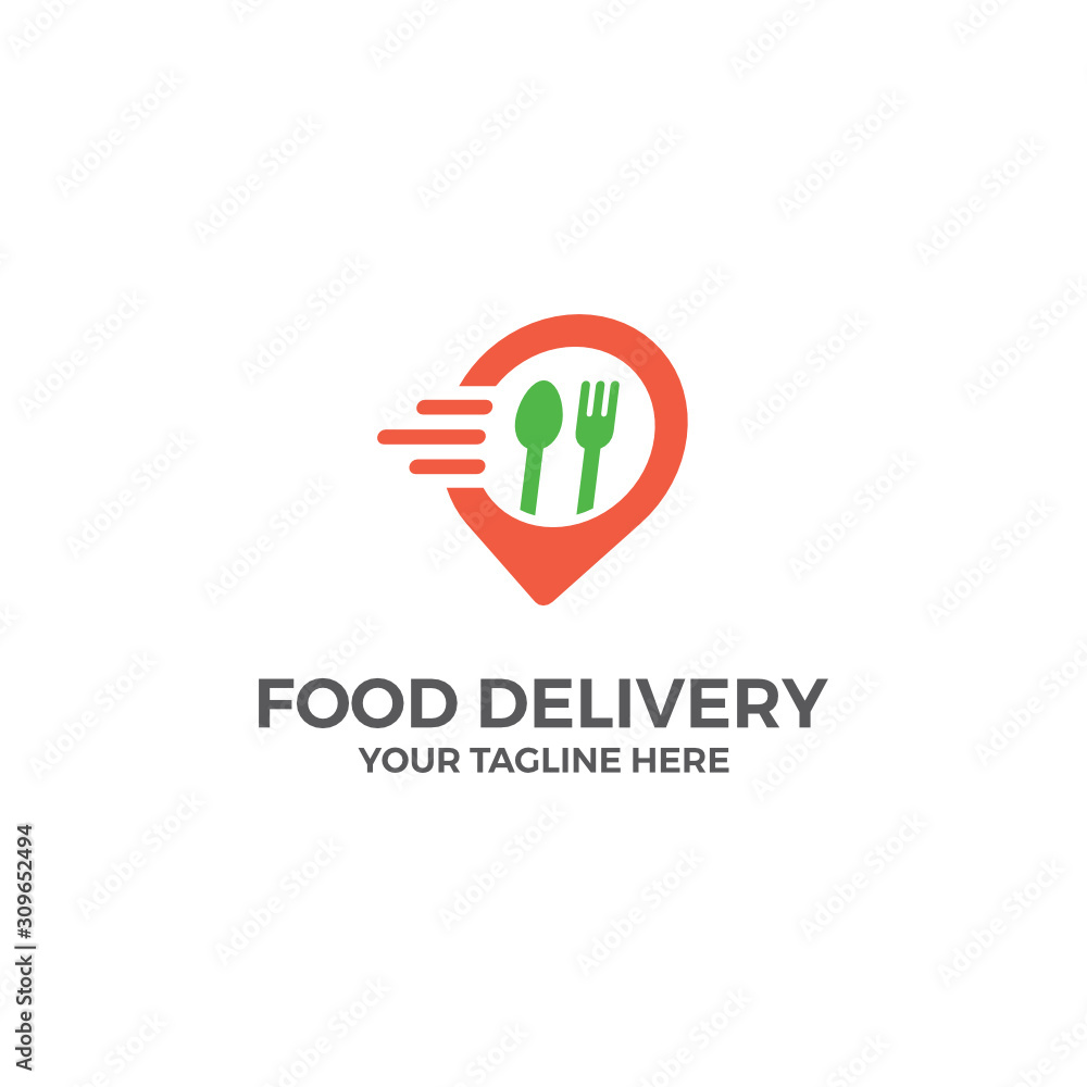 Fast Food Delivery to Location Vector Illustration Logo