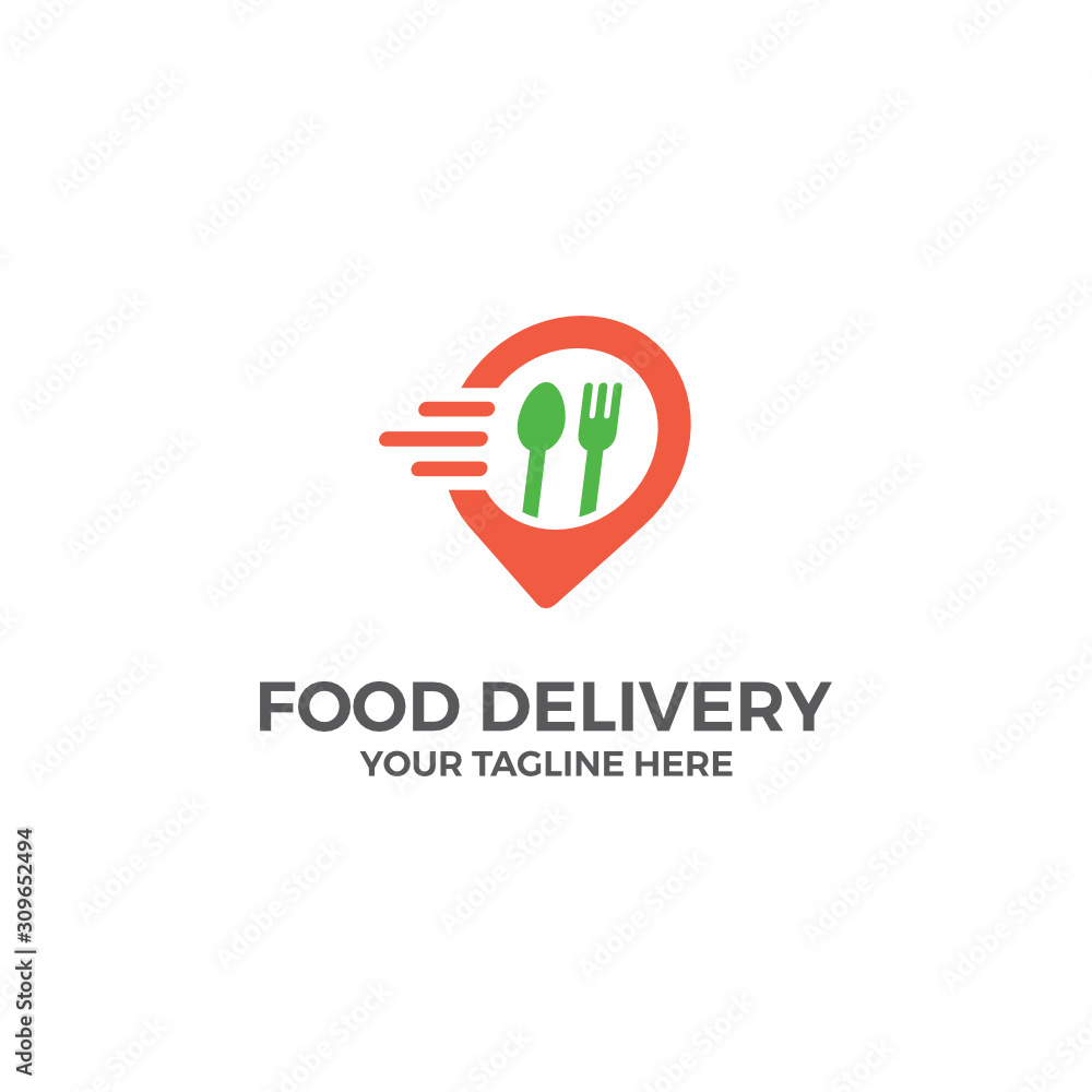Fast Food Delivery to Location Vector Illustration Logo Fast Food Delivery to Location Vector Illustration Logo