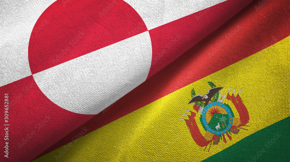 Fototapeta premium Greenland and Bolivia two flags textile cloth, fabric texture