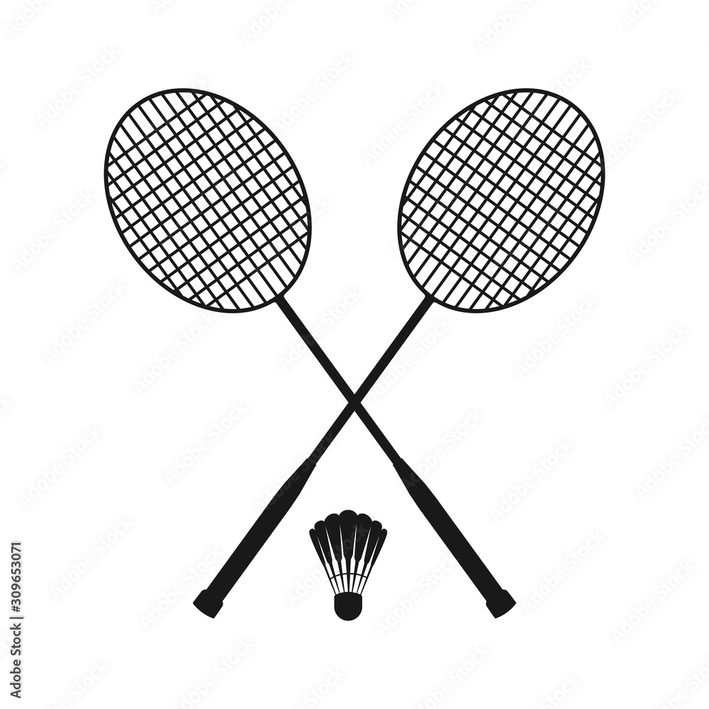 Vecteur Stock Badminton rackets, vector icon silhouette club logo | Adobe  Stock