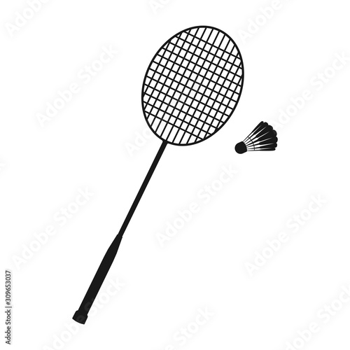 Badminton rackets, vector icon silhouette club logo
