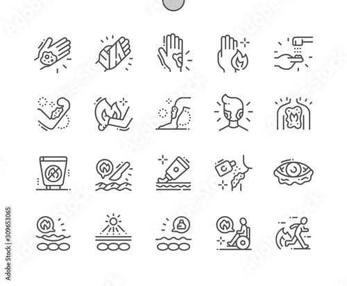 Skin Burns Well-crafted Pixel Perfect Vector Thin Line Icons 30 2x Grid for Web Graphics and Apps. Simple Minimal Pictogram