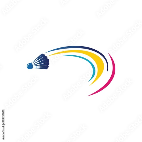 Shuttlecock icon with Abstract Swoosh, Sport logo and Badminton Championship Logo