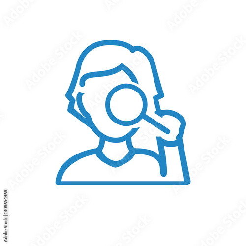 the girl looking through a magnifying glass