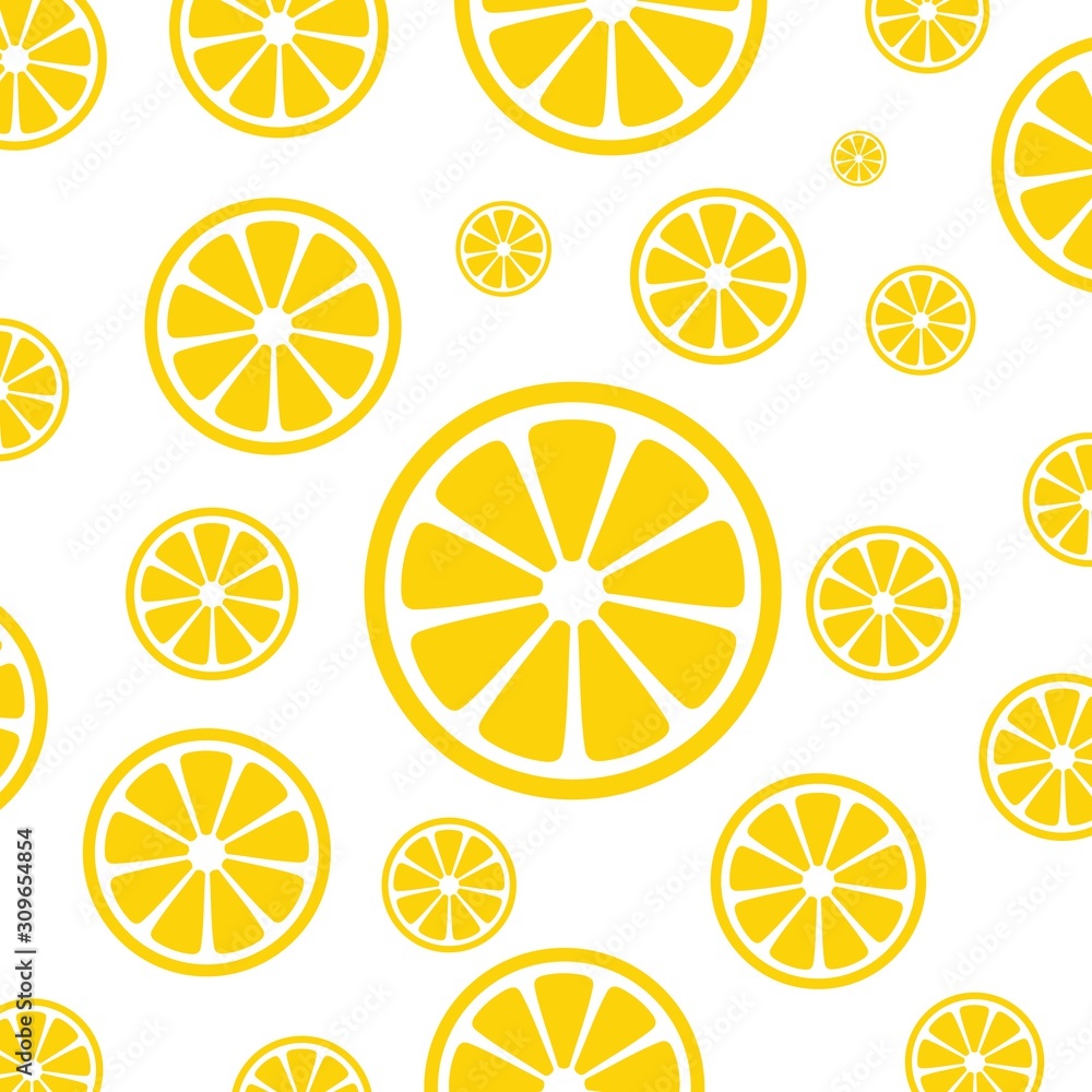 Trendy sunlight Summer pattern made with yellow lemon slice on bright light blue background. Minimal summer concept. Trendy sunlight Summer pattern made with yellow lemon slice on bright light blue background. Minimal summer concept.